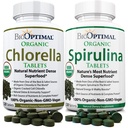 BioOptimal Chlorella Spirulina - Bundle - אורגני Chorella Tablets & Organic Spirulina Tablet, 120 Count Each, Premium Quality 4 Organic Certifications