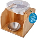 LiveFine Pill Dispensser Tipper (Dispenser הוא לא נכלל), One-Touch מבצע, אוטומטי גלולות Dispensing, Stylish Wooden Base, Compatible with LiveFine & מודלים מובילים אחרים