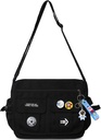 אופנה Crossbody Bag עם אביזרים ניילון ניילון Messenger Bag with Light Weight Handbag Travel Daypacks (Black)