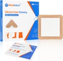 Silicone Foam Dressing with Gentle Adhesive Border 6'sx6', Bed Sore Stress Ulcer Leg Ulcer Silicone Wound Bandage, High Absorbency Waterהוכחה, 5 Pack על ידי NeueHaut