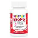 KidStar Foodsents BioFe Pure Iron Chewables for Kids & Adults, Sweet Blast, No Sugar, Sweeted with Xylitol, 120 טבליות צ'ירוק
