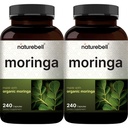 NatureBell Pure Moringa קפסולות 8,000 מ"ג עבור שירות (2 Pack) | מיוצר עם אבקת Moringa אורגני, 480 קפסולות - ירוק סופר מזון, בריאות העור, ותמיכה ללא הריון - Non-GMO, Gluten Free, 8 חודשים אספקת מזון