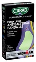 CURAD Performance Series IRONMAN Antibacterial Bandages, Extreme Hold Adhesive Technology, אקסטרה מרקים גמישים גדולים לחתכים, Scraps, & Burns, Assorted Colors, 2 x 4 אינץ', 10 Count Count