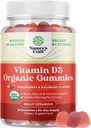 Organic Vitamin D3 Gummies for Women & Men - Vitamin D Gummies 2000IU per Serving for Bone Health, Muscles & Immune Support - Non-GMO Supplement for Adults - Gelatin & Gluten Free - 60 Gums
