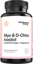 M-y-o in-os-itol & D-Chiro Inositol קפסולות עם MTHF, Folate, ויטמין D) תמיכה פונקציונליות שחלות, איזון הורמונלי ורמות Homocysteine | פריון עבור נשים | 40:1 Ratio Ratio