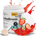 קולון Broom Psyllium Husk אבקה (Strawberry) - ניקוי קולוני עבור Bloating Relief & Gut Health - קולון Broom סיבים אבקת משקה - טבעוני, Gluten Free, Non-GMO סיבים, 60 משרתים
