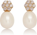 18K זהב פלט סטרלינג Silver Stud Pink Cultured Pearl Drop Earrings