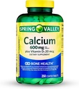 Spring-Valley Calcium תוסף-Calcium 600 מ"ג עם ויטמין D3 עבור טבליות בריאות עצמות חזקות יותר