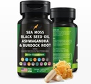 IGNIX Dietary Supplement with Sea Mosss, Black Seed Oil, Ashwagandha, Burdock Root-Irish Sea Mos 3000mg, Black Seed 2000mg, Ashwagandha 1000mg, Bladderwrack 1000 מ"ג, Burdock 1000 מ"ג.