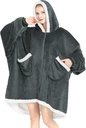 Topcee Overth Wearable Blanket שריפה פלטה Blanket Hood הודי נוח רך רכה ת'יק ביג הוד זיעה - Cozy ו Fuzzy Blanket עם Giant Pocket - Dark אפור אפור כהה
