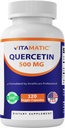 Vitamatic Quercetin 500 מ"ג, 120 קפסולות צמחוניות (Non-GMO, Gluten Free, Vegan) - תמיכה Cardiovascular Health