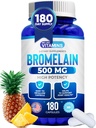 אנו אוהבים ויטמינים Bromelain 500 מ"ג קפסולות - 1200 GDU / משרת - תוסף Bromelain מפלט Pineapple - Proteolytic Enzymes for Digestion, Absorption, Joint Pain, השרירים Soreness - 180 קפסולות