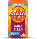 Metamucil 4 ב 1 Daily סיבים אבקה, אבקת סיבים לבריאות עיכול ורגילות*, סוכר חינם, כתום, באופן טבעי מקור Psyllium סיבים, 30 תהפוונים