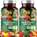2Pack N1N Premium Green Superfood, פירות ו Veggies [28 חומרים חזקים] תוספי מזון טבעי עם אלפאפריה, Beet Root & Tart Cherry for Energy, Immunity, Digest, 120 Ctt