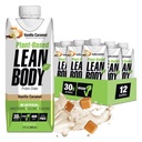 Lean Body Ready-to-Drink, המבוסס על צמחים ווניילה קארמל חלבון שקד, חלבון 30g, No Artificial Flavors, Sweeteners או Colors, Non GMO, Gluten Free, Premium Pea & Rice (Pack of 12)