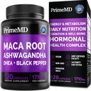 6-in-1 אורגני Maca Root Ashwagandha קפסולות 1710 מ"ג עם DHEA ו Black Pepper פירות לחלץ לנשים וגברים - Black Maca תוסף עבור Sta, Bone ו- Mood Support, 120 ספירה