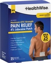בריאות 4% Lidocaine Pain Relief Patch | כוח OTC מקסימלי | 25-Count | 3.93 » x 5.51 | Soothes Minor Aches & Pains | Odor Free | Odor Free | Anesthetic | Easy to Apply גמיש Adhesive