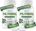 25-in-1 Polyphenols תוסף, 2000MG Powerful Antioxidants & Polyphenol for Age Defense, Polyphenol Superfood, Quercetin, Resveratrol, Plant-based & Energy, Immune Support, 120 קפסולות