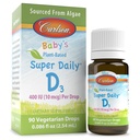 קרלסון - Super Daily D3, Baby Vegetarian נוזל ויטמין D Drops, 400 IU (10 mcg) ל Drop, מקורו Algae, עבור תינוקות ופעוטות, Unflavored, 90 טיפות (2.54 mL)