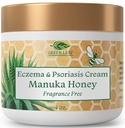 Green Leaf Naturals Manuka Honey Eczema Cream Moisturizing Lotionבושם חינם עבור Psoriasis הקלה - Itchy, מייבש שיער - Skin Soothing Moisturizer - Body & Face Cream - ילדים ומבוגרים 4oz