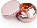 Small Pill Case 3 השוואתיות, Metal Round Portable Pill Box, Waterהוכחה Travel Pill Organer, Pocket Purse Medicine Holder EDC Container (Rose Gold)