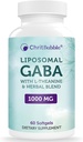 Liposomal GABA תוספי 1000 מ"ג עם L-theanine 200 מ"ג, High Absorption,Ashwagandha,Chamomile,Tart Cherry Herbal תוספת למבוגרים,60 Softgels, non-GMO, gluten חינם חינם חינם חינם