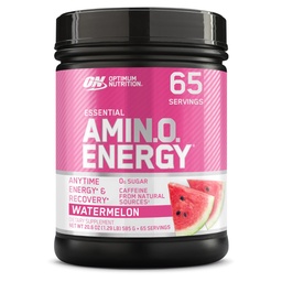Optimum Nutrition Amino Energy - Pre Workout with Green Tea, BCAA, Amino Acids, Keto Friendly, Green Coffee Extract, אבקת אנרגיה - Watermelon, 65 משרתים (Packaging May Vary)