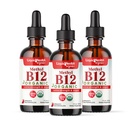 LIQUIDHEALTH USDA אורגני Methyl ויטמין B12 Methylcylobalamin נוזל טיפות עם Tart Cherry Juice - Boost Energy, Immune Support, שיפור זיכרון וריכוז - ארה"ב יצרה, טבעוני, non-GMO (3 Pack)