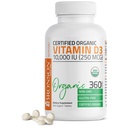 Bronson ויטמין D3 10,000 IU (250 mcg) תוסף ויטמין גבוה אורגני non-GMO ויטמין D, 360 טבליות