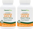 NaturesPlus Orange Juice ג'וניור - Pack of 2, 180 טבליות Chewable - 100 מ"ג ויטמין C - Vegetarian, Gluten Free - 360 Total Servers