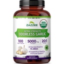 Zazzee USDA אורגני Odorless Garlic 20:1 לחלץ, 5000 מ"ג כוח, 100 קפסולות טבעוניות, 3 חודשים אספקה, סטנדרטית, סטנדרטית 20X לחלץ, 100% Vegetarian, All-Natural, non-GMO, מיוצר בארה"ב.