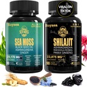 Geloo Superfood תוסף Bundle - 90 Count Sea Mos קפסולות (Sea Mosss, Black Seed Oil) ו 90 Count Pure Shilajit קפסולות (Shilajit, Ashwagandha) 1 Pack