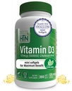 ויטמין D3 5000o 360 Mini Softgels עבור אספקת השנה להטבות מקסימלית | 125mcg Cholecalciferol דרגה ב- Organic EVOO | Immune Health Support