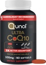 Qunol Ultra CoQ10 100 מ"ג Softgels- 3x Better Absorption, Antioxidant for Heart Health & Energy Production, Coenzyme Q10 ויטמינים ו- 3 חודשים אספקה, 90 חודשים