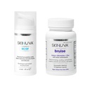 Skinuva® Scar (1 oz) & Bruise (14 קפסולות) - Advanced Silicone Cream פורמולה עם Growth Factors & Homeopathic Bruise Remedy פורמולה עם Arnica, Bromelain & Zincain