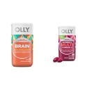 OLLY Ultra Power Brain Softgels, Nootropic, תומך בתפקוד המוח בריא, זיכרון, פוקוס ו Ultra Women's Multi Softgels, Total Health and Immune Support, אומגה 3s, ברזל, ויטמינים A, D.