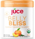 Júce Belly Bliss, Peachy Greens, 30 מנות, Probiotics + ירוק, Bloating תמיכה עם צמחי מבוסס אנזים, אבקת תוספי תזונה - על ידי Terra Kai אורגניs