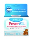 Feverall Baby Acetaminophen Suppositories 6 Rectal Suppositories 80 מ"ג כל כאב Reliever / Fever הפחתה. Paraben Free, no artificial Colors or other preservatives. 6-36 חודשים