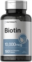 Horbäach Biotin 10000mcg | 180 טבליות דיסלוט מהיר עבור נשים וגברים | תוספי יופי | Vegetarian, non-GMO, Gluten Free