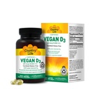 כפרי חיים טבעוניים D3 5000 IU - Plant-Derived ויטמין D3 מ- Lichen - High Potency Immune &עצמות תמיכה - טבעוני מוסמך, Gluten-Free, non-GMO - 60 Softgels