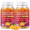 2 Pack Calcium Gummies 1000 מ"ג עם ויטמין D3 K2 & B Complex, Potassium, Calcium Magnesium Zinc חניכיים עבור העצם, שרירים, Mood ו- Immunity - כתום פלאפור 120 מסטיק
