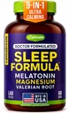 9-in-1 Melatonin Sleep Aid for Adults - ארצות הברית Made, מעבדה נבדקה עם מלטונין 5 מ"ג ו 108 מ"ג מגנזיום לשינה - TRAACS, Ashwagandha, Valan Root, GABA, 5HTP, Herbal Sleep, Vegan, 60s Caps Capsass.