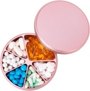 גלולת גלולת גלולות 6 השוואתיות גלולה Dispenser - Heavy Duty Metal Daily Pill Container, Daily Pill Box Pill Holder, Waterהוכחות תרופות לוויטמין תוספת שמן דגים, 0.38lb, Pink Pink