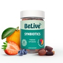 BeLive Synbiotics - Probiotic & Preביוטיקה סיבים מסטיקים - High Power Inulin (3g), תוספי סיבים תזונתיים, תמיכה מזיקה לילדים ומבוגרים - סטרוברי, לימון, Blueberry Flavor (60Ct)