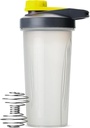 Mr. Pen- Shaker Bottles for Proteins with Twist Cap, 28 oz, אפור / צהוב, חלבונים Shaker בקבוק עם Wire Whisk Ball