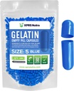 XPRS Nutra Size 5 קפסולות ריקות - 100 ספירה קטנה מאוד גלוטין קפסולות - Pills Diet Filling - Fillable Pill Gel Caps for Do-It-Yourself Supplements (כחול)