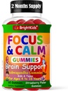 BrightKids Focus & Calm Gummies לילדים עם Ashwgandha - תומך תשומת לב, ריכוז, מרגיעה, Mood & Energy - Natural Stress Relief, Tasty Berry Flavor, טבעוני, 60 ימים אספקה