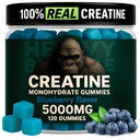 Creatine Monohydrate חניכיים עבור גברים ונשים 5000 מ"ג - Blueberry, 120 הרוזן עבור 30 משרתים | נמוך Calorie פורמולה | שריר בונה ואנרגיה Boost
