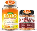 2Pack Vegan ויטמין D3 5000IU K2 חניכיים+ 2Pack Berberine תוסף 1500 מ"ג חניכיים
