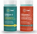 Iwi אומגה 3 Essential & Vegikrill אומגה 3 Bundle, 30 משרתים, Algae אומגה 3, קריל & Fish שמן אלטרנטיבי, No Fishy aftertasteaste
